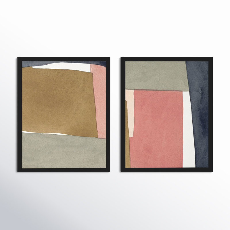 Natual Pink Set Of 2 by Julia Balfour, White Framed Canvas, 30" H x 24" W x 1.4" D, White