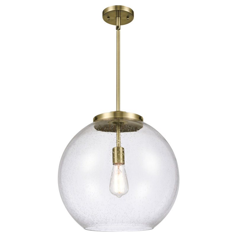 Ballston - Ellington - Luminaire suspendu 1 tige - Ampoule DEL - Finition laiton brossé - Abat-jour blanc mat, Grainé