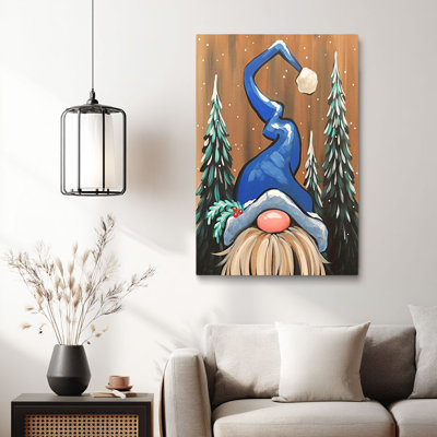 Christmas Gnome Farmhouse Canvas Art Ready To Hang - Cozy Living Room