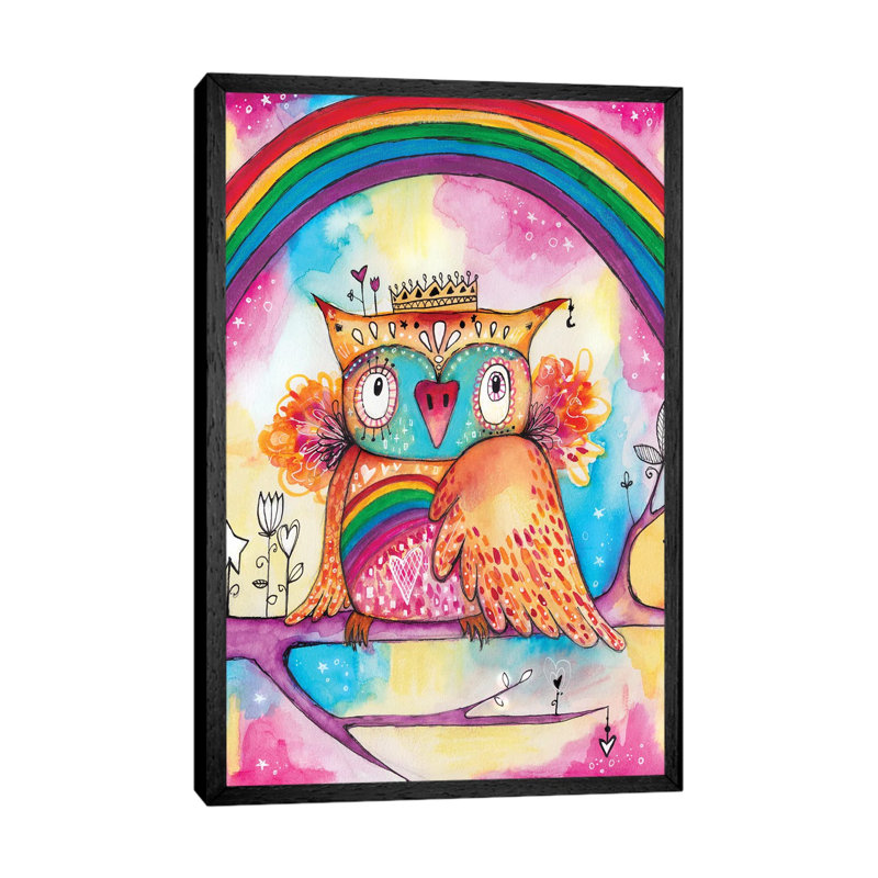 Rainbow Bird 1 Piece Painting on Canvas, 66.04cm H x 45.72cm W x 3.81cm D, Black Framed