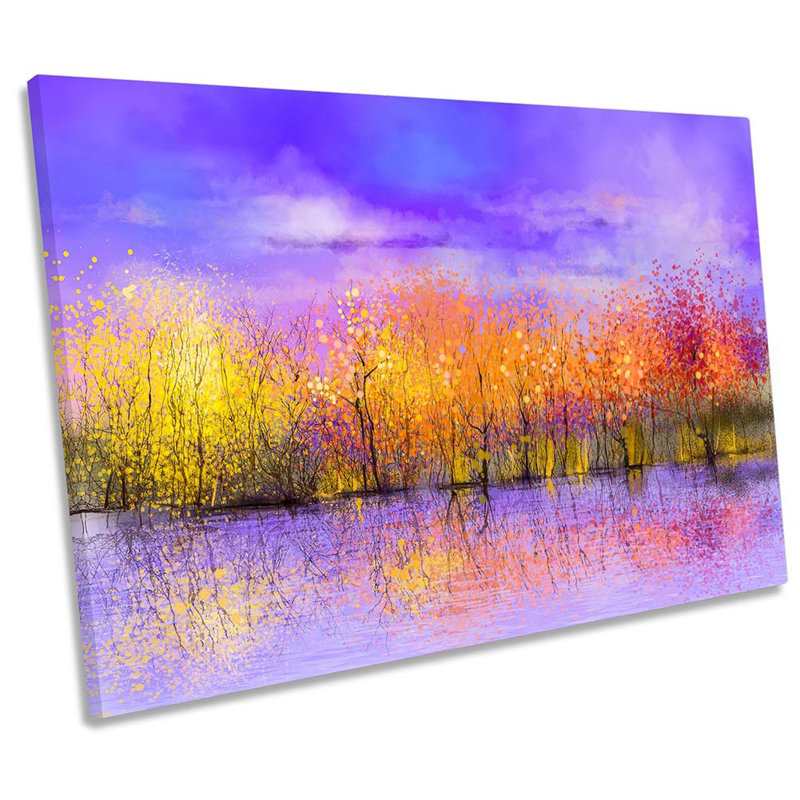 Purple Floral Landscape Repro - Wrapped Canvas Print, 91.4cm H x 137.2cm W x 4cm D