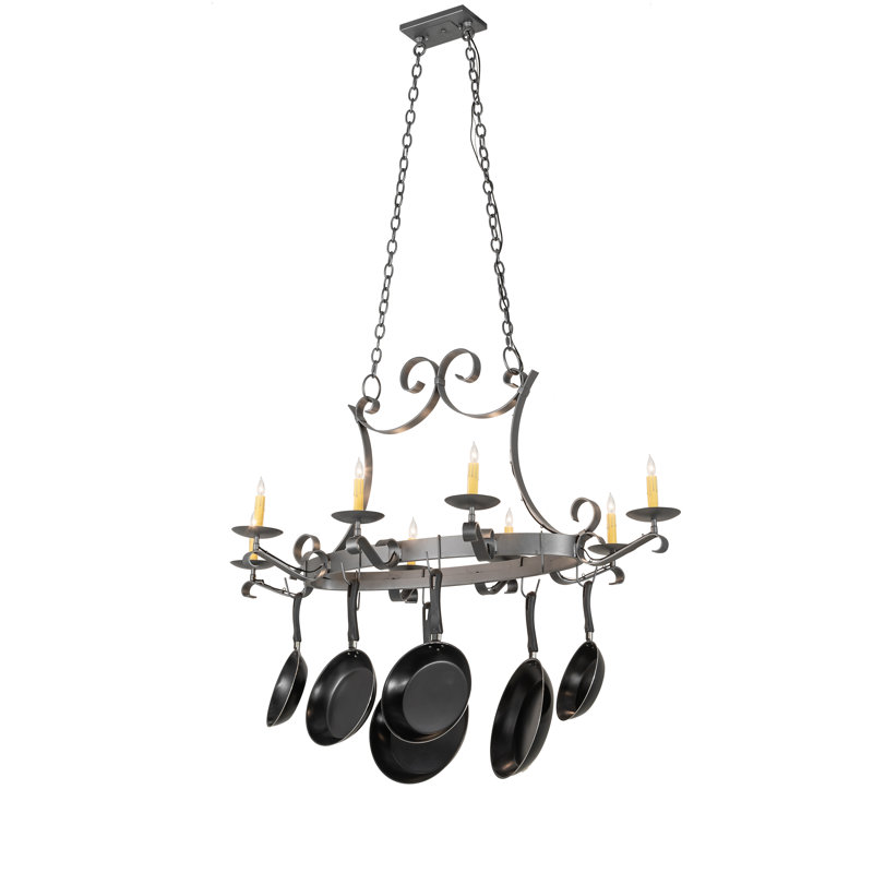53" Long Laramie 8 Light Pot Rack