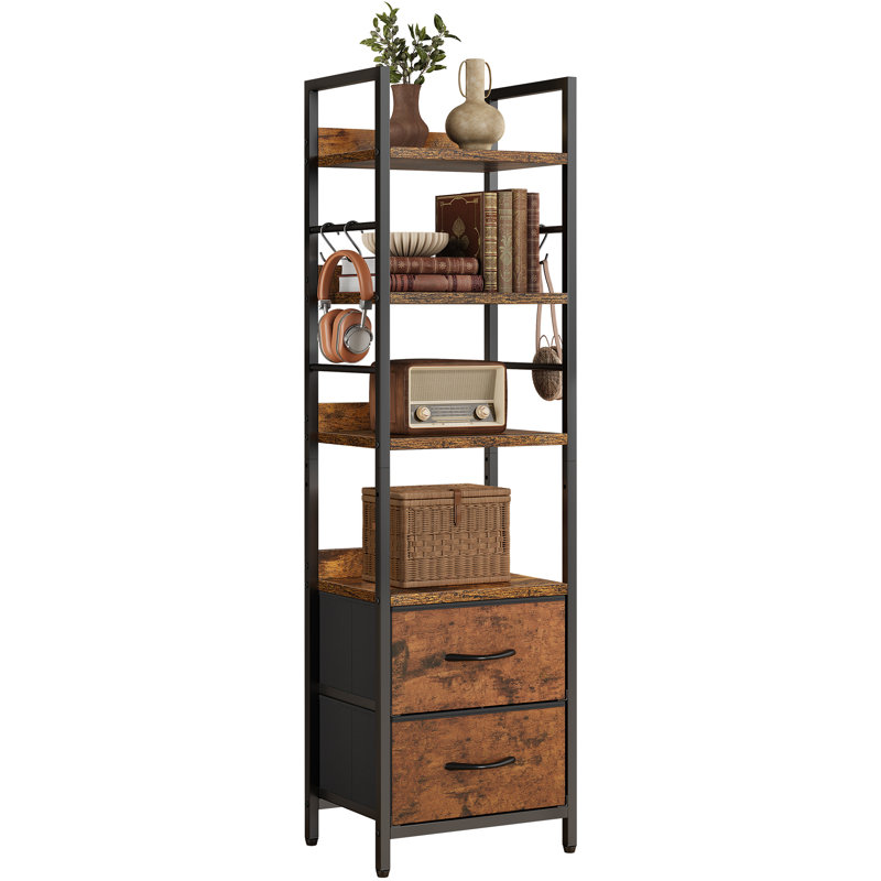 146cm H x 40cm W Metal Ladder Bookcase, Brown