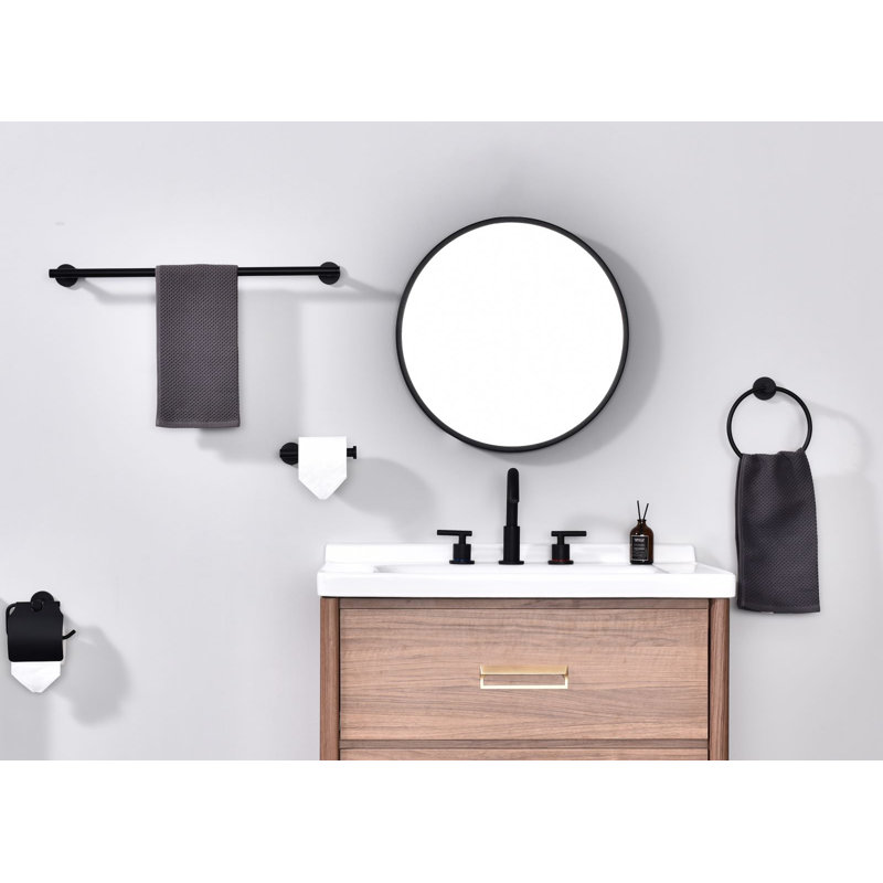 Ensemble de quincaillerie de salle de bain murale 4 pièces avec barre à serviettes 24 po Martella, Brushed Stainless Steel
