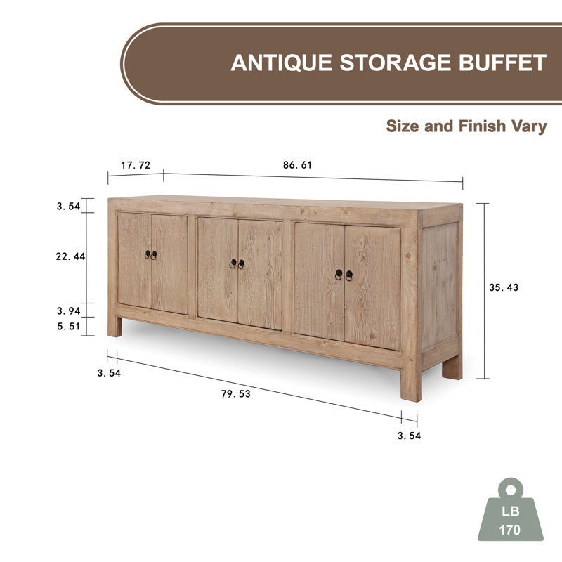 Hibba 89'' W Solid Wood Buffet