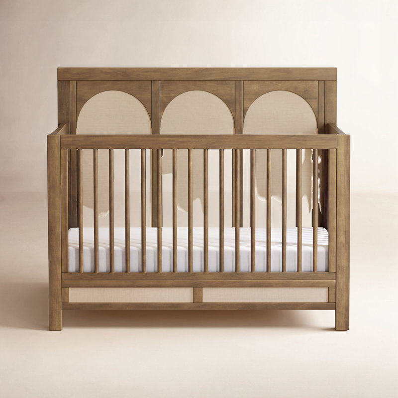 Lit de bébé convertible 4-en-1 Eloise, Noyer naturel / sable performance éco tissé