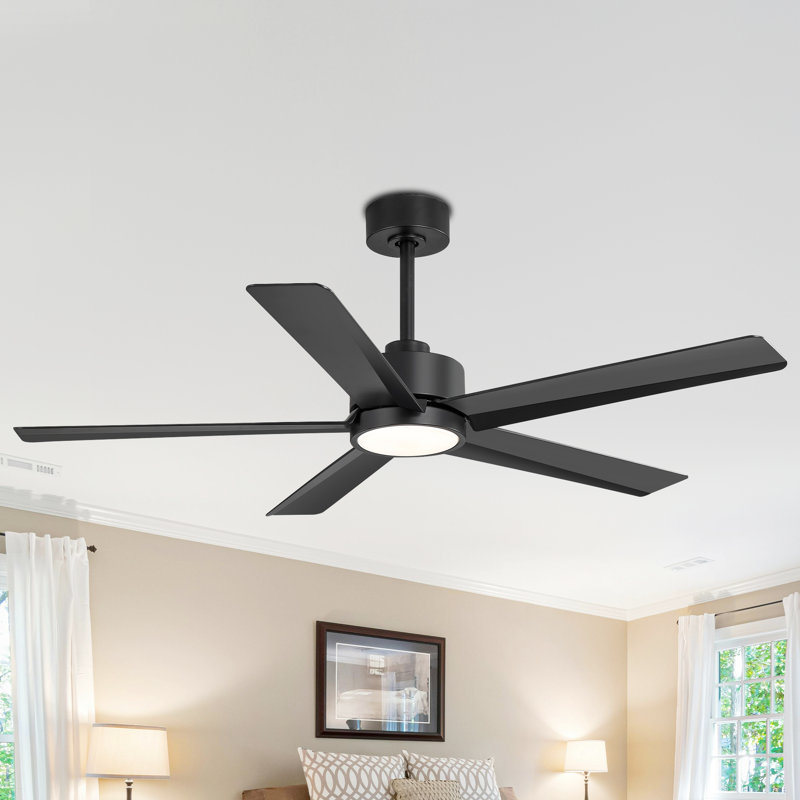 Ulker 52'' Black and Gold Ceiling Fan with LED Light and Remote