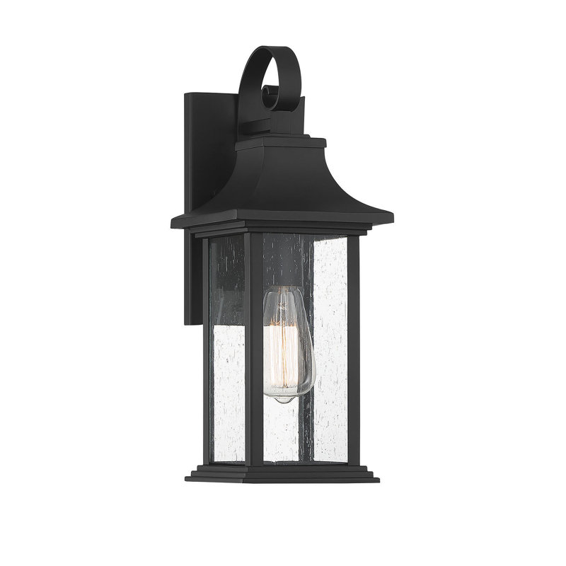 Hampshire Black Outdoor Wall Lantern, 17.25" H x 6.75" W x 7.5"D