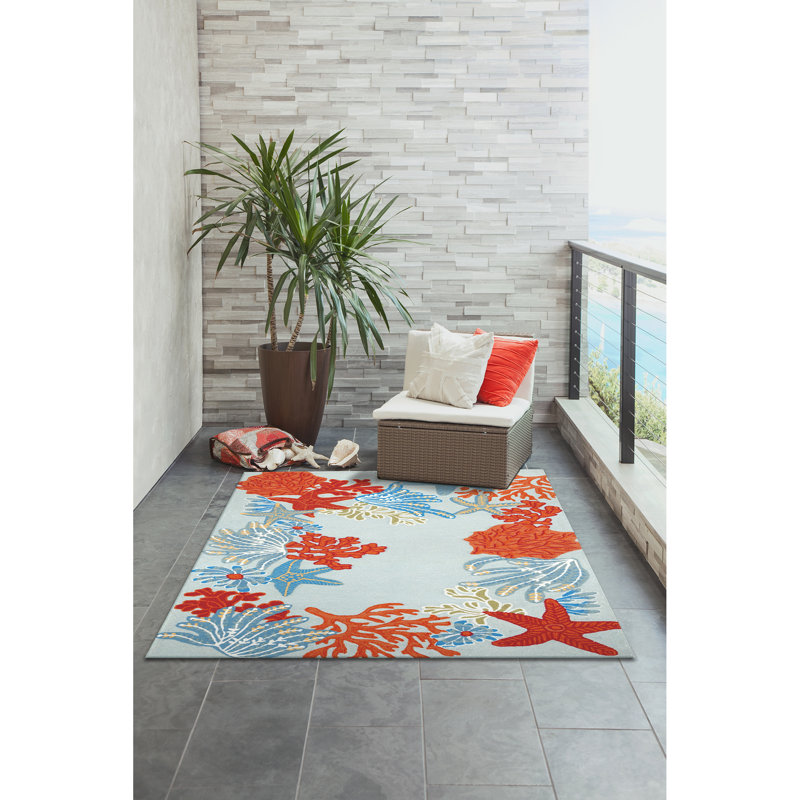 Tapis bleu touffeté à la main Hemsworth, Rectangle 5 pi x 7 pi 6 po
