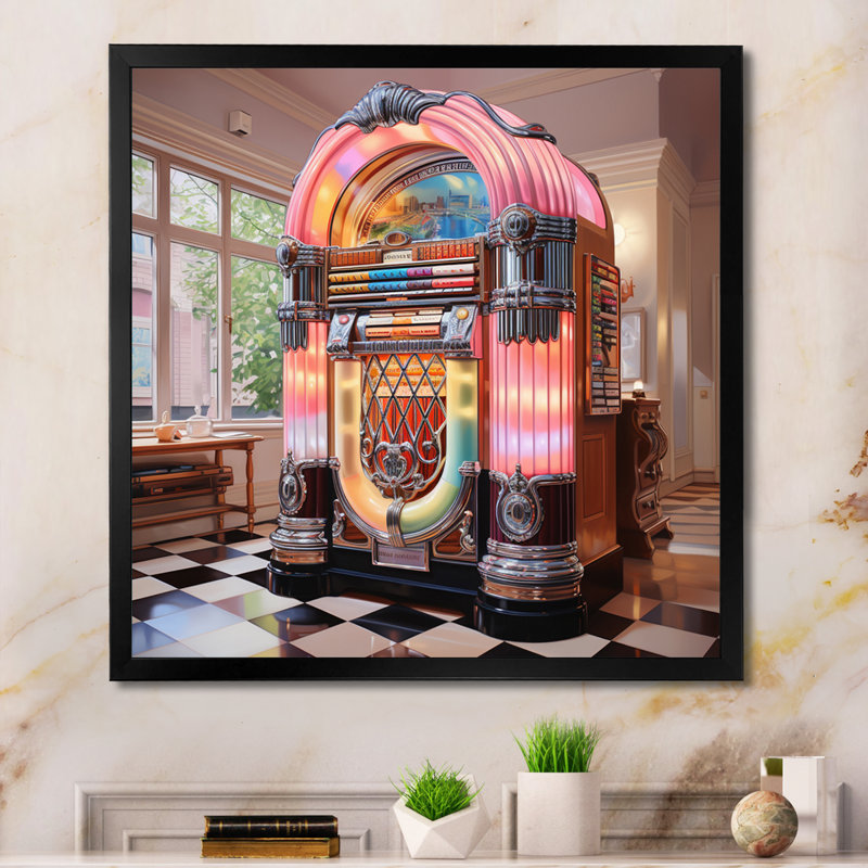 Juke-box rose Harmony Haven II - imprimé, H 30 po x l 30 po x P 1 po, Cadre photo noir