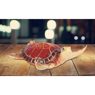 Jaylea 6"W Brown Sea Turtle Swimming Marine Life Figurine Unique Gifts