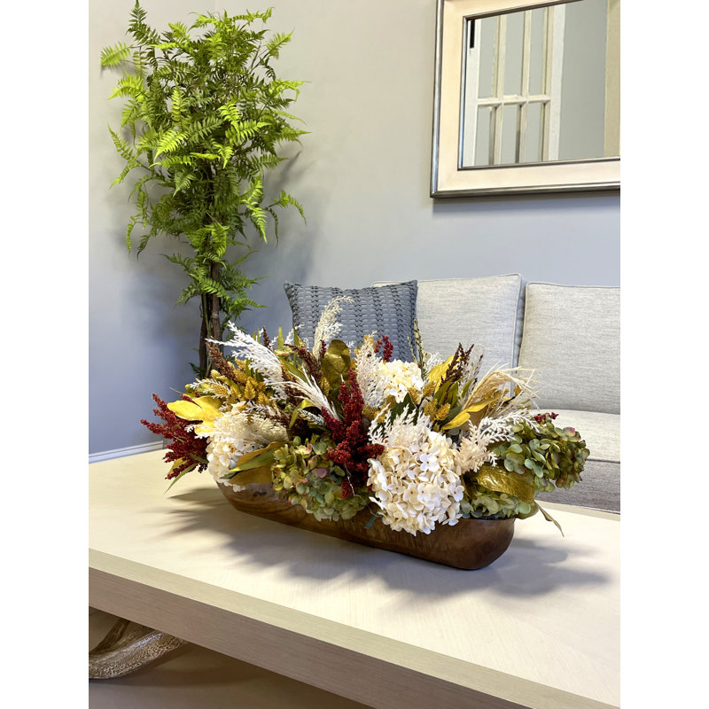 Fall Centerpiece with Hydrangeas, Pampas and Heather