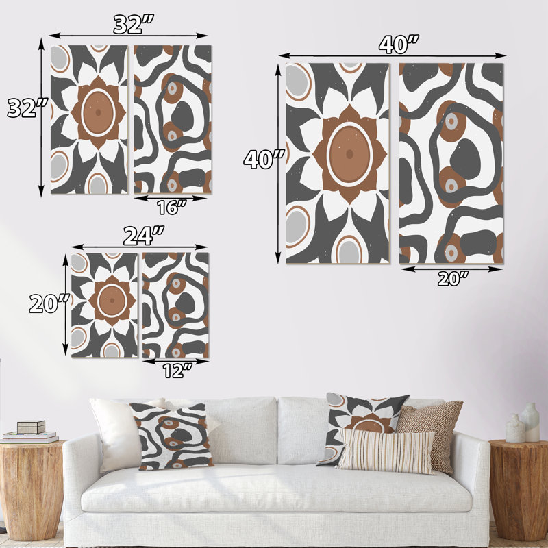 «Retro Abstract Colorful Colorful Geometric Designs IX», ensemble de 2 impressions, Toile tendue, H 20 po x l 24 po