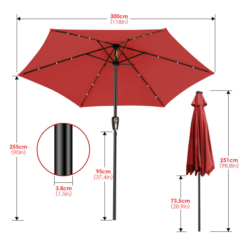 Parasol de marché Ladereon, Rouge