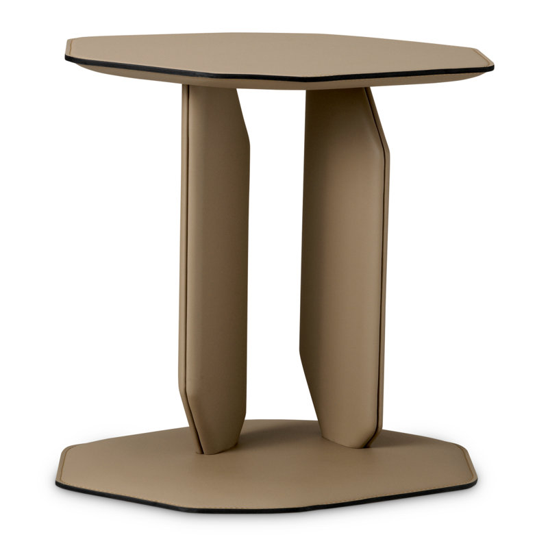 Side Table Maurizio Faux Leather, Brown