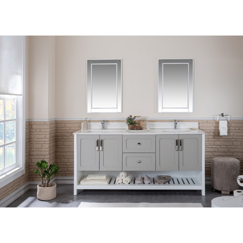 Meuble-lavabo double standard autoportant Cinamon 1800mm, gris