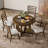 Hervey 5-Piece Retro Rustic Functional Dining Set Unique Geometric Design,Round Table Top with Leaf,dinning table set-1874598583-1874598577