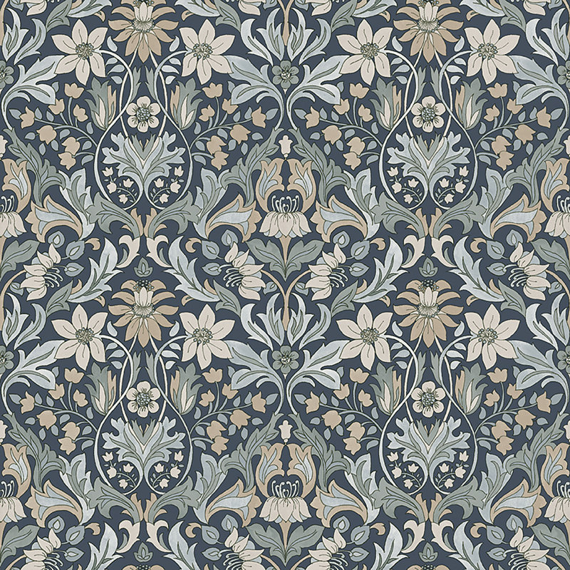 Boråstapeter Blomsterfröjd Wallpaper, Indigo