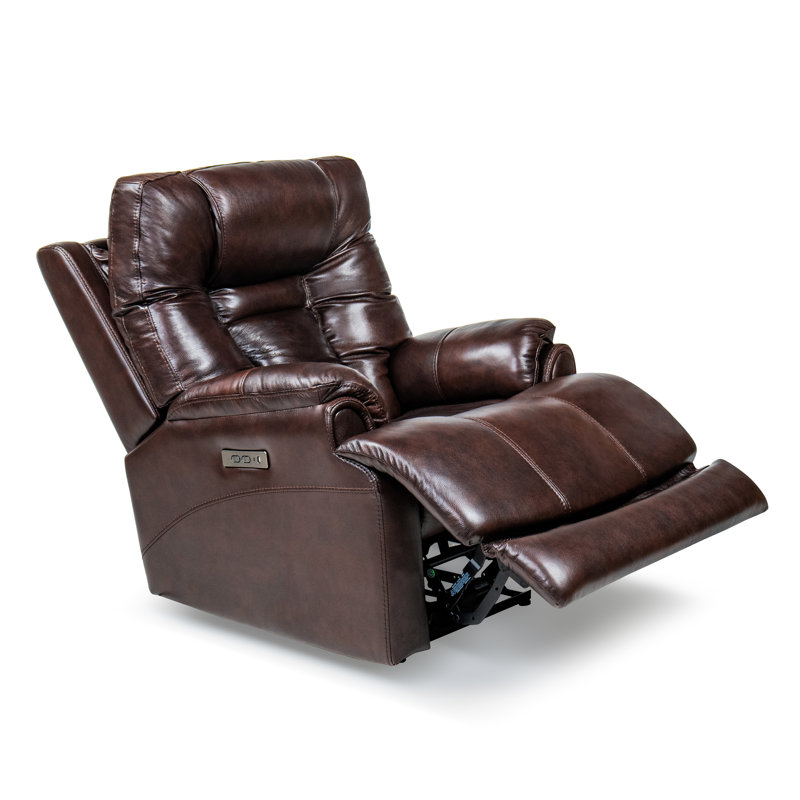 Fauteuil inclinable électrique standard en cuir véritable de 37,5 po de largeur, Brun