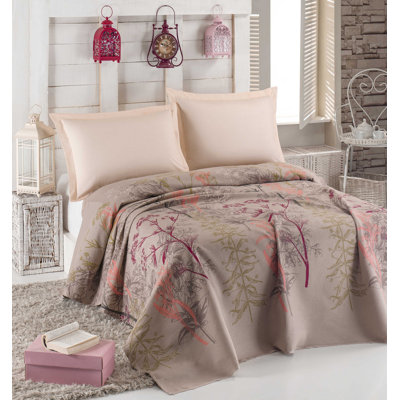 100% coton, couvre-lit simple piqué, 61 x 79 | Non élastique, lavable à la machine à 86 ° F | Beige doux, vison, saumon et vert, 280 g / m² | Parfait pour les chambres à coucher douillettes, design élégant et durable