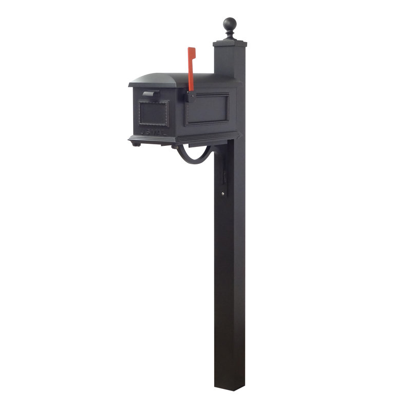 Boîte aux lettres trottoir traditionnelle avec poteau inclus, Noir
