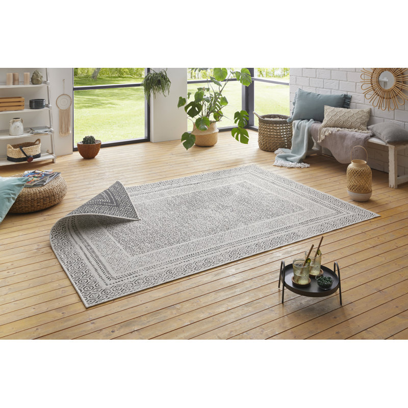 Frame Flatweave Silvery White Rug, Rectangle 160 x 230cm