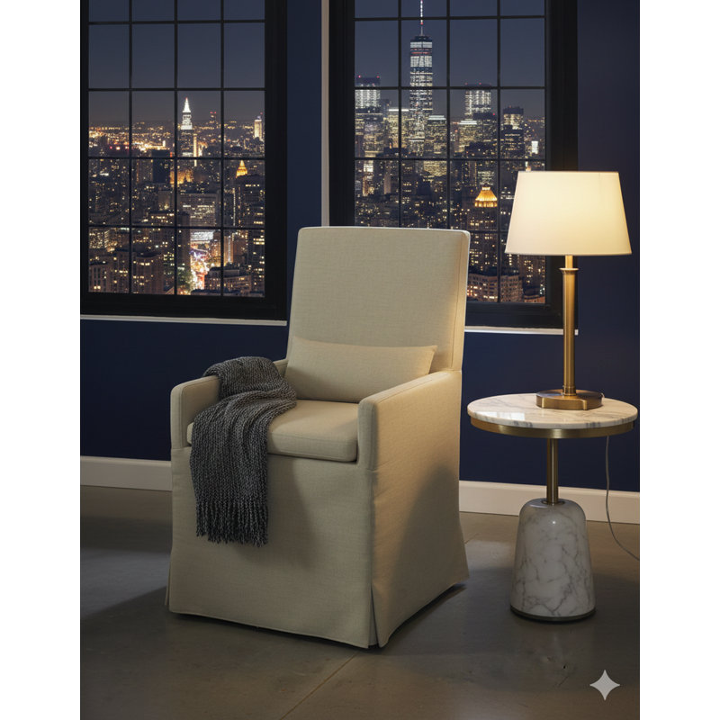 19'' H Upholstered Armchair, With Caster, Cream