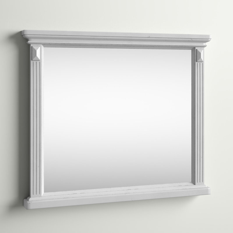 Alauna Wood Flat Wall Mirror, Antique White