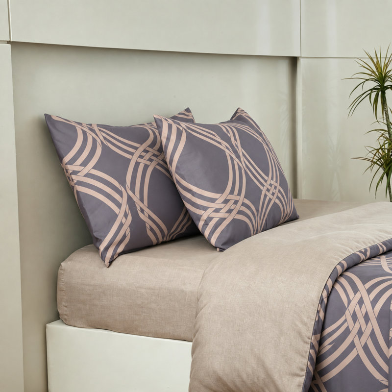 Microfiber Geometric Shapes Duvet Cover Set, Double 4 Piece Set