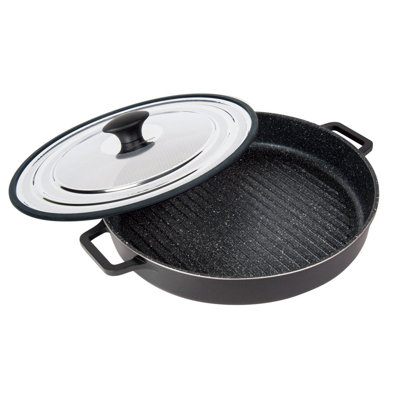Non-Stick Aluminum Grill Pan / Griddle Set, Black