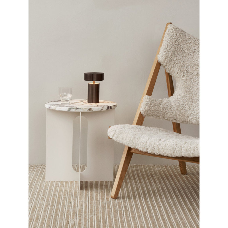 Androgyne Marble End Table, Calacatta Viola Marble/Black