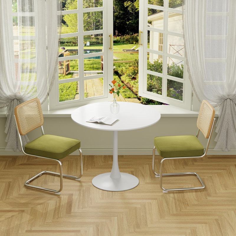 Ensemble de table ronde et de chaises élégantes 3 pièces, Vert, Blanc