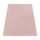 Rectangle Solid Color Machine Made Flatweave Polypropylene Indoor / Outdoor Area Rug in Pink