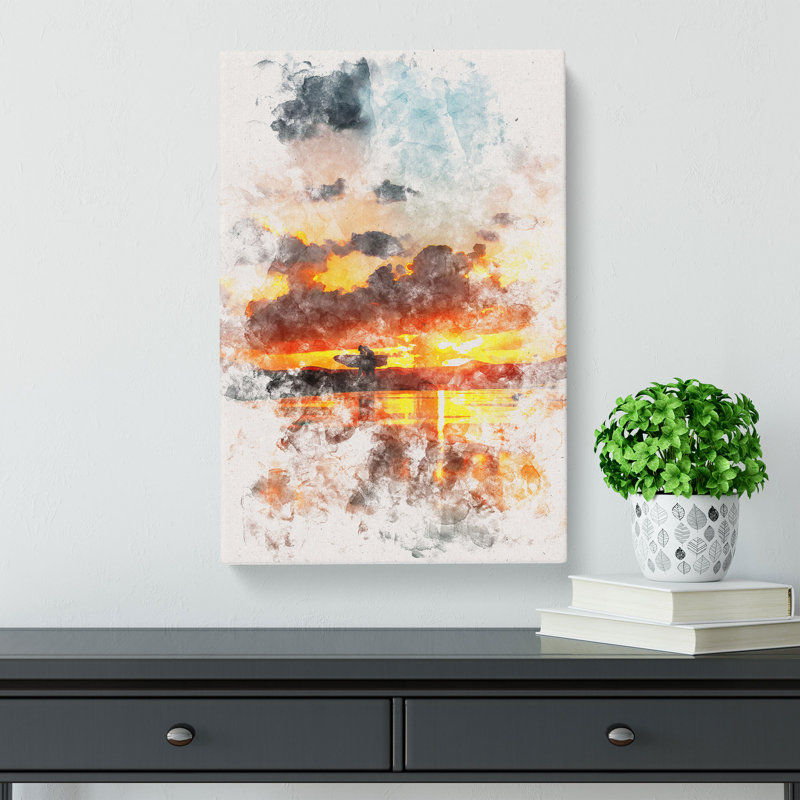 Surfing In Caleta De Famara In Spain - Wrapped Canvas, 91cm H x 60cm W x 3cm D