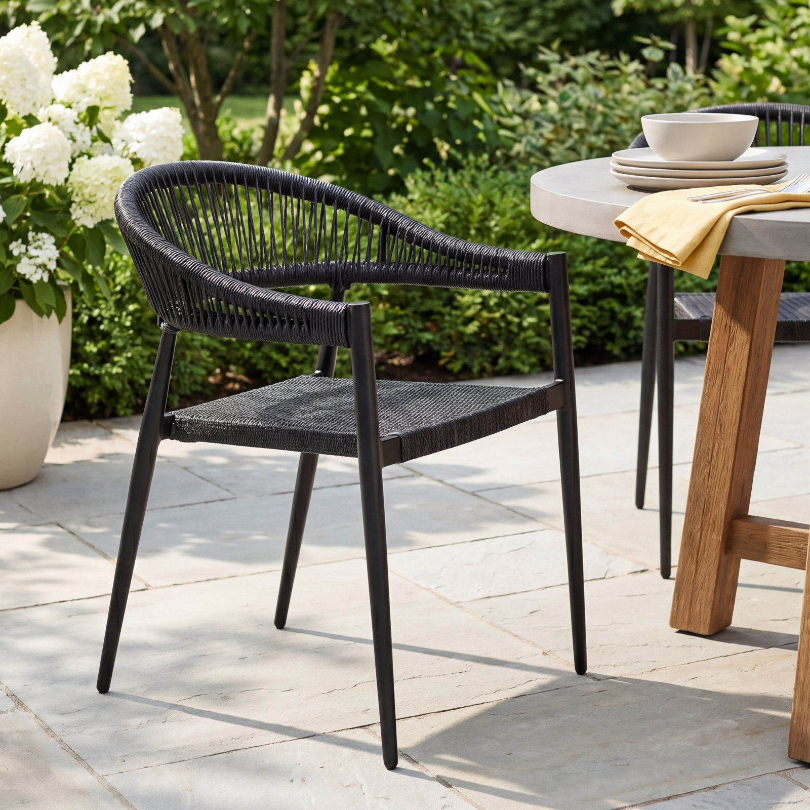 Stackable Patio Armchair, Black