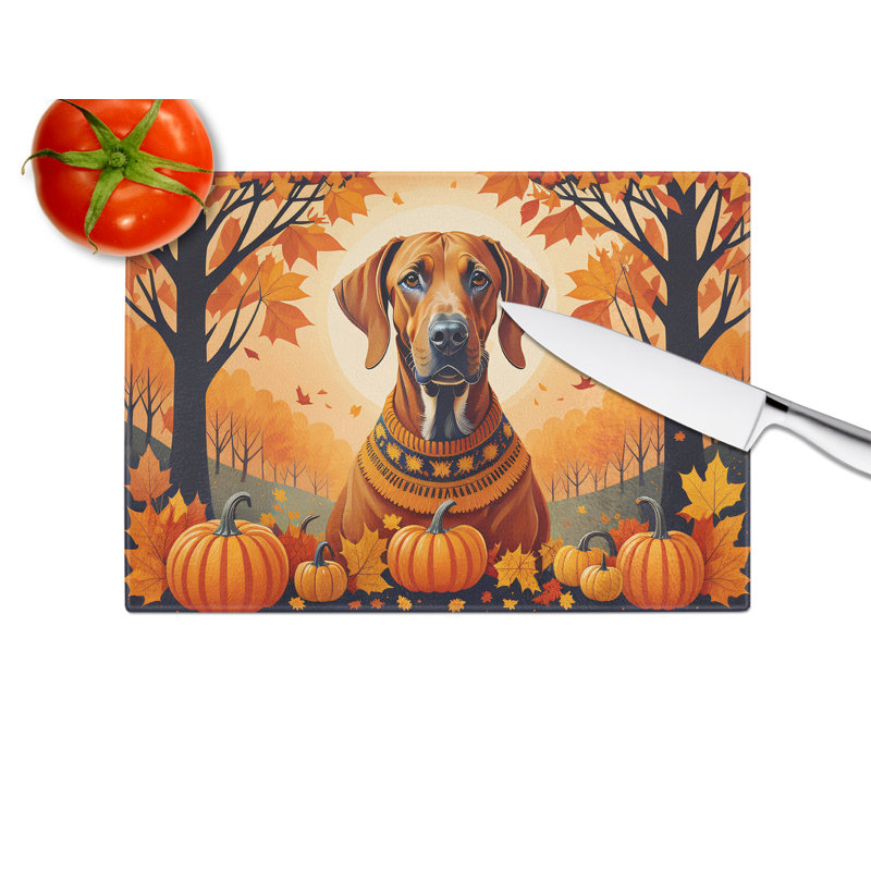 Rhodesian Ridgeback Fall Glass Cutting Board Large