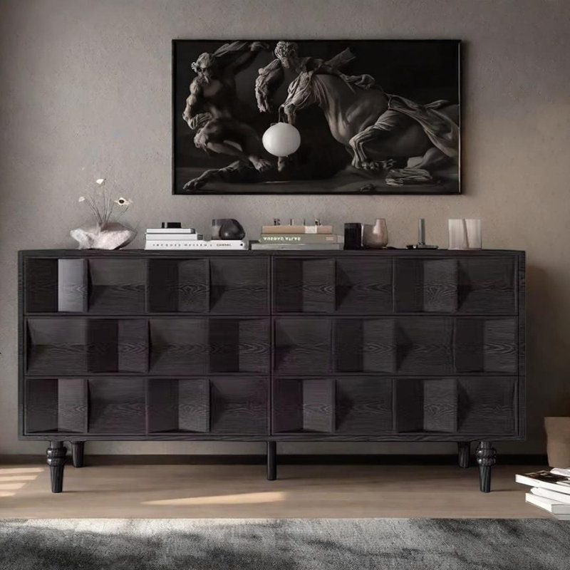Household Black Sideboard, 35.43" H x 62.99" W x 15.75" D