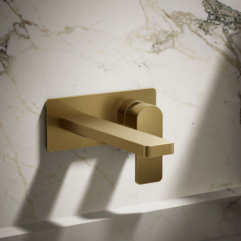 Parallel Wall-Mount Single-Handle Bathroom Sink Faucet, Vibrant Brushed Moderne Brass