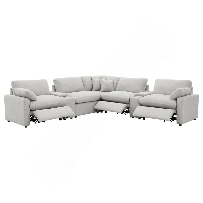Grey 7-piece Modular Power Reclining Sectional Sofa