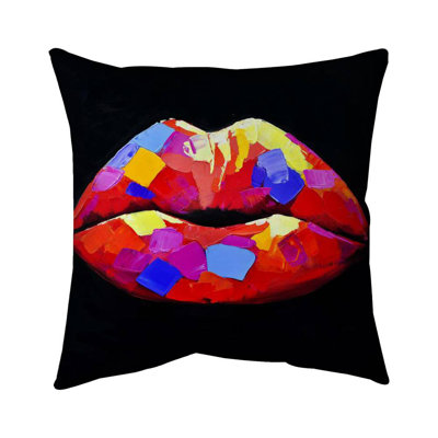 Colorful Lipstick Square Throw Pillow Cover