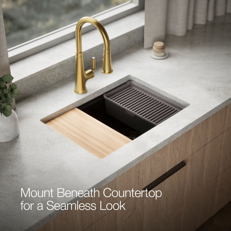 Billings Undermount Single-Bowl Workstation Kitchen Sink, Matte Black