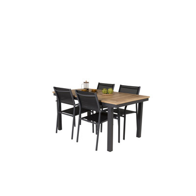 Navya 4 - Person Teak Patio Dining Set with Extendable Rectangular Table