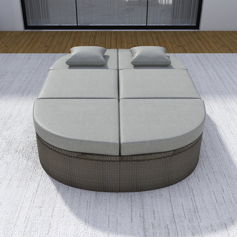2-Person Daybed With Cushions And Pillows, Gray
