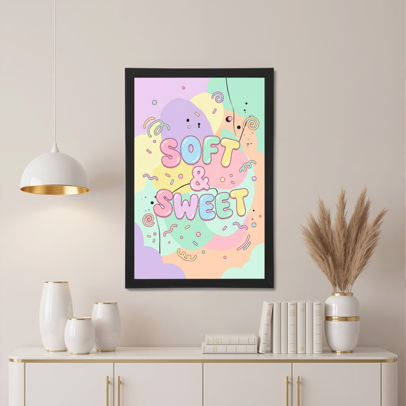 Ensemble de 1 tableau sur toile aux tons pastel doux et pastel arc-en-ciel, H 18 po x l 12 po
