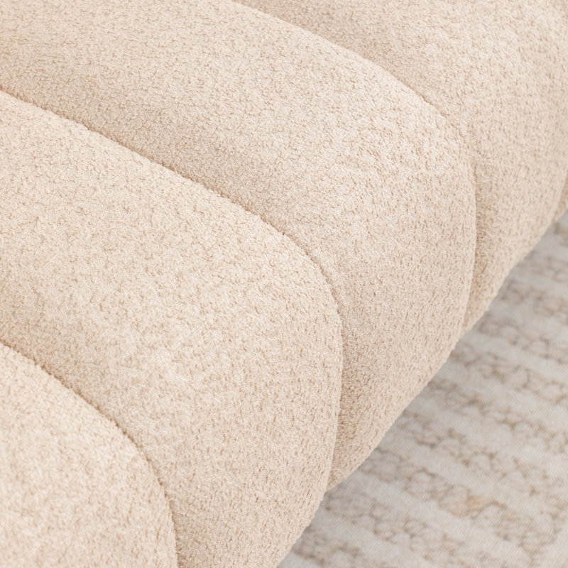 Ashyiah 52'' Wide Upholstery Bench With Stitching Design, Warm Beige