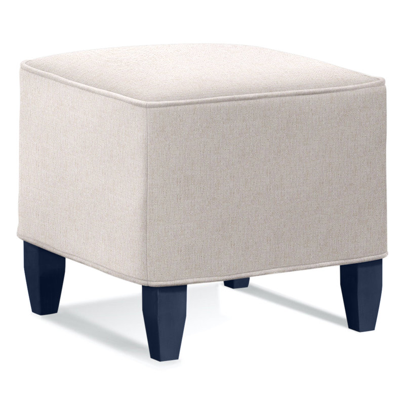 Brooklyn Square Ottoman, White Sugar Performance Polypropylene/Olefin, Nickel