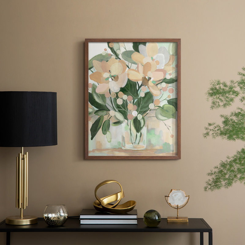 «Tropical Sass», reproduction encadrée - bois massif, 11" H x 9" W, Noyer