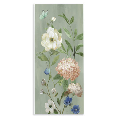 Plaque murale grappe florale menthe et papillon, design par Nan