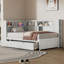 Lit de jour simple en bois avec tablettes de rangement, USB et lit gigogne, blanc-1953455812