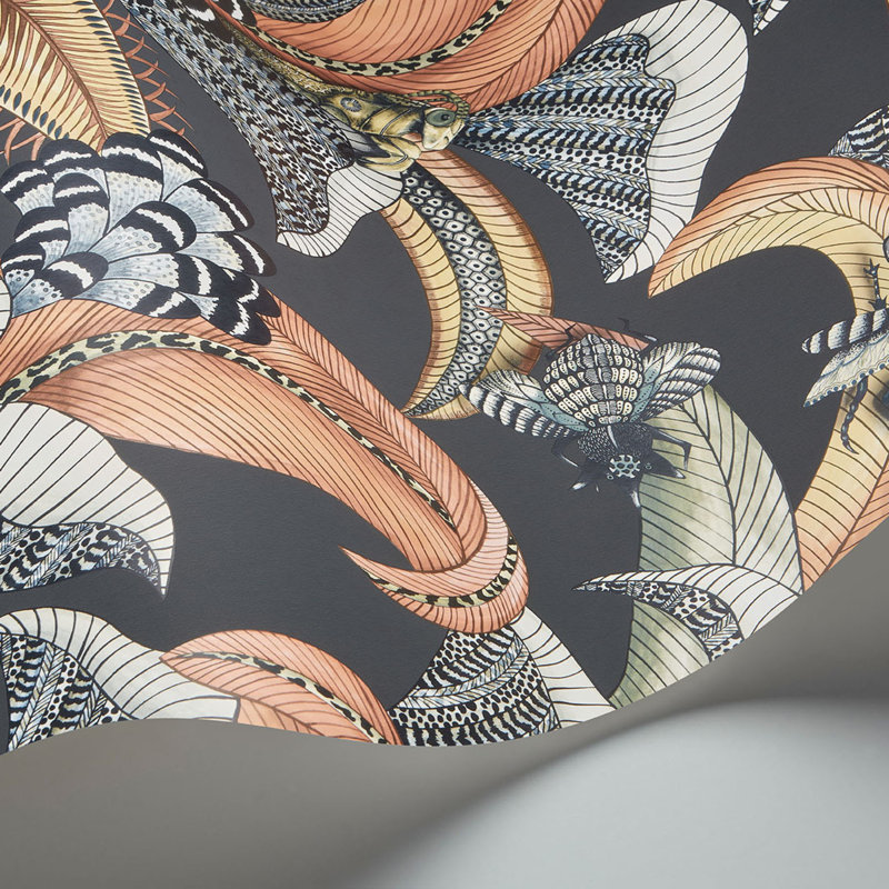 Ardmore-Jabula Hoopoe Leaves 33' L x 20.5" W Wallpaper Roll, Terracotta/Ice Blue/Charcoal